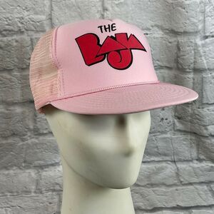 Vintage 1990s The Baja Screened On Logo Pink Snapback Trucker Hat New Wave